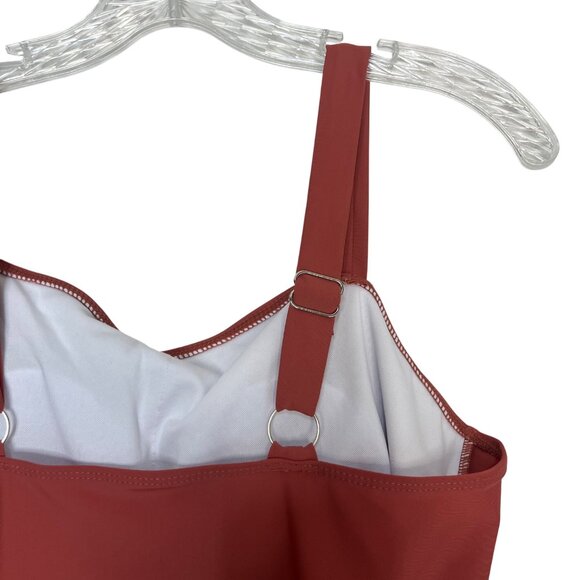 Two Piece Swimsuit Set Padded Top Flared Skirt Womens 3XL Rust Red New WOT - Picture 9 of 10